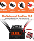 Beefed Up 1/10 Scale Brushless RC Motor And 60A ESC Combo with 4370KV F540 Sensorless Motor, Programming Card visible