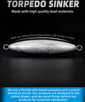 Through Wire Torpedo Sinker Bullet Lead Fishing Weight For Saltwater Double Ringed 16 Oz Pack Of 2 Beefy Durable Corrosion Resistant