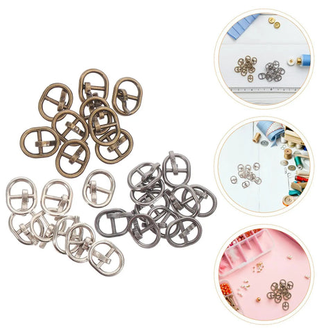 Assorted 150 Pcs Mini Alloy Buckles For Doll Clothes And Belts Tiny Sewing Buckles In Silver Gunmetal And Antique Copper DIY Craft Fasteners