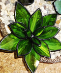 Stained Glass Soldering Jig 4 Layer Flower Mold Set For Succulent Glass Art Six Petal Shape Mold with green glass petals