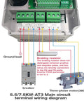 Wiring diagram for 380V 5.5KW Variable Frequency Drive For 3 Phase Motors, showing connections to terminal and components.