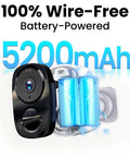 2K Ultra HD Outdoor Wireless Security Cameras With AI Motion Spotlight showcasing 5200mAh battery and wire-free design