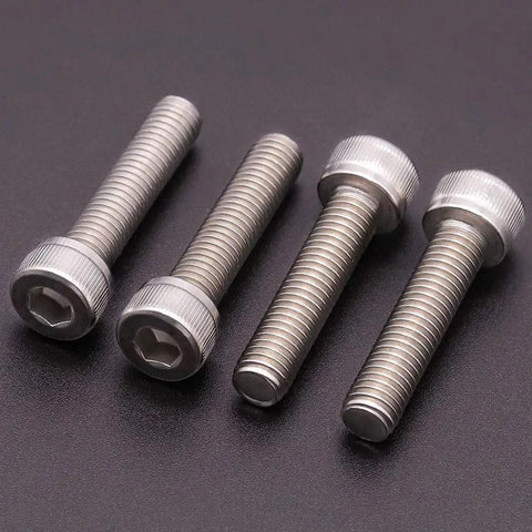 Top Tier 1/4-20 X 3/4 Inch 304 Stainless Steel Socket Head Cap Screws With Allen Hex Drive, four screws shown.