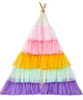 Kids Teepee Tent Indoor Playhouse With Star Lights And Rainbow Gauze Tulle Foldable Princess Style Play Tent For Girls