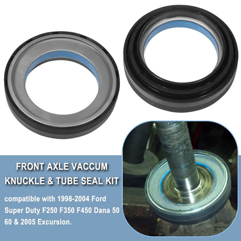 Straight Shot Heavy Duty Front Axle Vacuum Knuckle And Tube Seal Kit For 1998 To 2004 Ford F250 F350 F450 F550 Excursion Dana Fifty Sixty, rubber seals.