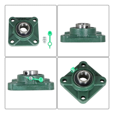 1 Inch Bore Flange Mounted Bearing Unit With 4 Bolt Base And Flanged Spherical Outer Race For Precise 1 Inch Shaft Fit, set of four views