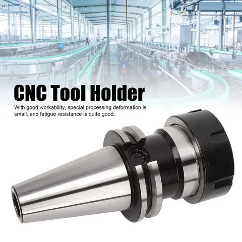 CAT40 ER40 80 CNC Tool Holder Lathe Collet Chuck shown in a factory setting, emphasizing durability and precision for industrial metalworking projects.