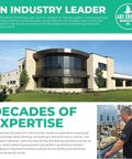 Exterior of Lake Country Manufacturing building, leader in polishing products; employee operating machinery inside