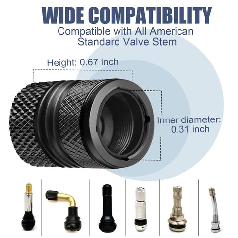 Wide compatibility of Premium Alloy Tire Valve Stem Caps 8 Pack Corrosion Resistant And Leak Proof Air Caps with various valve stem types.