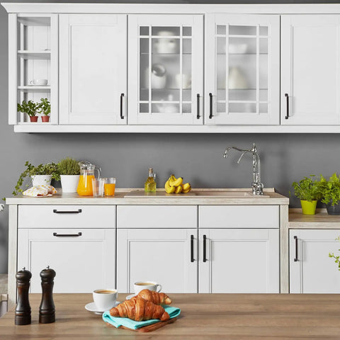 Kitchen with Two Pack Center To Center 128mm Matte Nickel Brushed Finish Cabinet Pulls for cabinets and dressers, zinc alloy handles.