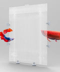 2 Pack Clear Aquarium Fish Tank Dividers With Heavy Duty Suction Cups Cuttable Plastic Mesh Grid For Breeding And Fry Segregation Dead Simple Diy Setup Smooth Sailing Layouts 10 By 13 Inches with fish swimming around.