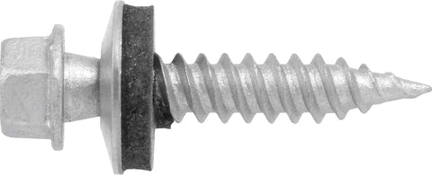 Self Piercing Sheet Metal Screw 10 X 2 Inch With Ceramic Coat And Steel Backed Neoprene Washer For Waterproofing, Gray Finish