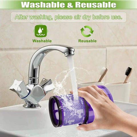 3 Pack Dyson Vacuum Filter Replacement For V15 Detect V11 Torque Drive And V11 Animal Cordless Vacuum Models Compare To Part 970013 02 cleaning under faucet