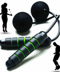 Ropeless Jump Rope For Indoor Fitness And Small Spaces With 360 Degree Bearings Adjustable Length Cordless Jump Rope shown with silhouettes