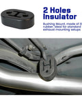 Beefed Up Heavy Duty Rubber Exhaust Hanger Kit 16 Pieces with 2 Hole Design for Adjustable Exhaust Height installed view.