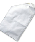 Small Dust Collection Bags For Sanders And Miter Saws, 3 Pack adjustable setup, side view of a white dust bag.
