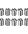 Top Shelf 304 Stainless Steel Ball Spring Plungers 10 Pack Precision Positioning Hardware For Furniture And Mechanics, shiny steel ball plungers arranged in a row.