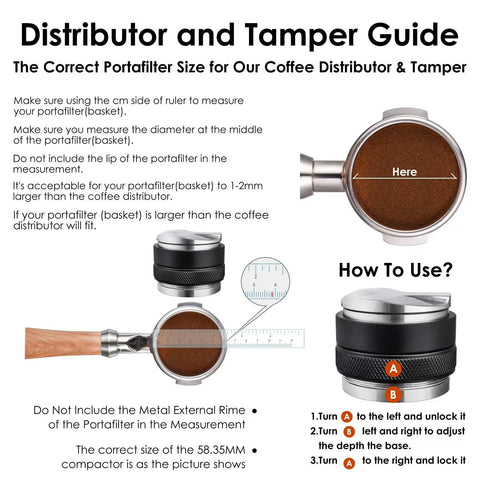Guide for 58mm Adjustable Coffee Distributor And Tamper Dual Head Leveler For Portafilter with usage instructions.