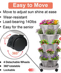 Five Tier Vertical Planter Tower With Wheels For Easy Mobility And Space Saving Indoor Outdoor Garden Pots display with plants