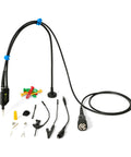 Handsfree Oscilloscope Probe SQ100 100MHz For Effortless PCB Measurements With Spring Loaded Needle and accessory kit displayed.