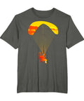 Powered Paragliding T Shirt For Thrill Seekers Paramotor Pilot Sunset Sky Design, showing paraglider against sunset sky, lightweight fit.