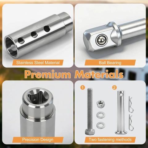 Tough As Nails Trailer Jack Drill Adapter Crafted From Upgraded Stainless Steel, featuring precision design and ball bearing.