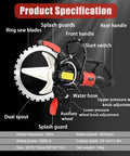 Product specification image of Heavy Duty Dual Blade Concrete Wall Cutter With Robust 8980W Motor And Rock Solid 3000Rpm Speed