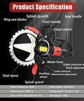 Hella Tough 8980W Electric Concrete Circular Saw And Wall Chaser Machine showing product specifications and components.