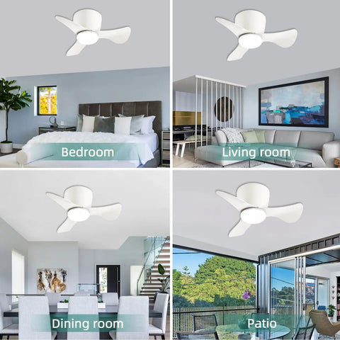 Flush Mount Ceiling Fan With Lights 22 Inch Compact Yet Mighty Small Ceiling Fan With Remote And App Control in bedroom, living room, dining room, and patio settings
