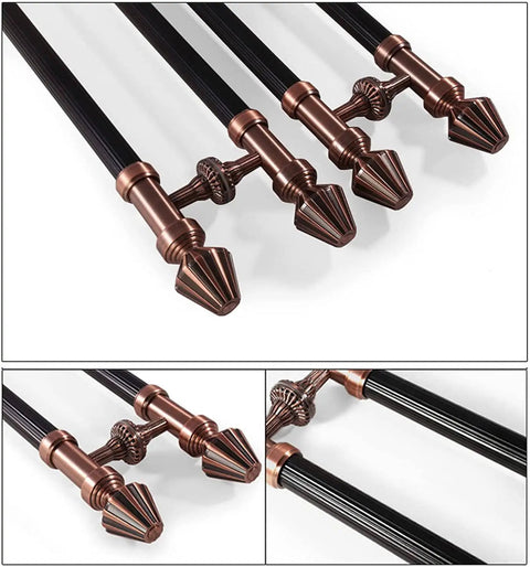 Red Copper Sliding Barn Door Handle Set For Wood Doors, Two-Side Push Pull Bar Handle, Interior And Exterior Round Design