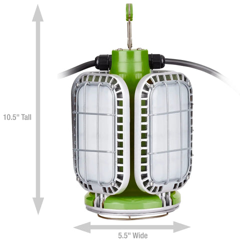16000 Lumen Temporary LED Work Light With Four Pivoting Panels And 360 Degree Beam Spring Loaded Quick Mount Hook