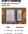 Hustle Free Pocket E Reader With Edge To Edge Color Display And Next Level Six Week Battery Life Quick Load Times And Ultra Thin Design for reading beside a smartphone.