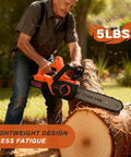 Man using Beast Of A 12 Inch Brushless Cordless Chainsaw With 40 Ft Per Second Chain Speed And Auto Oiling outdoors