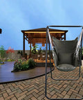 Weather Resistant Hammock Chair Stand With Hanging Swing Chair Included For Indoor Outdoor Use Space Saving Iron Triangle Frame Handles Up To 450 Lbs Easy Setup No Fuss Green Patented Swing Stand on patio