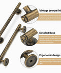 10 Pack Honeycomb Texture 5 Inch Cabinet Handles 128mm Antique Brass Cupboard Pulls For Kitchen Cabinets And Drawers