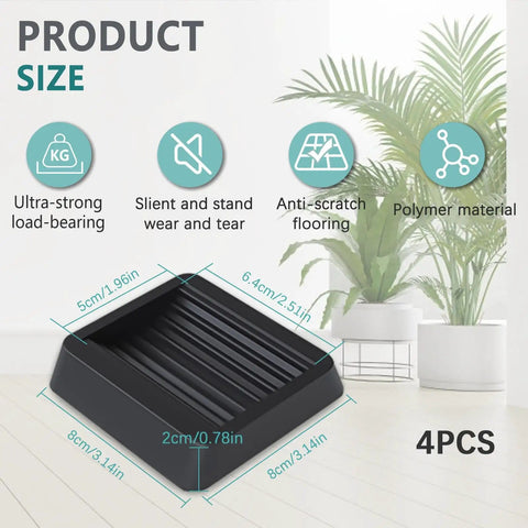 Grill Leveling Shims 4 Pack Black Square No Slip TPU Caster Cups Pads For Grills And Furniture Floors Couches Chairs Protect Surfaces On Grass Concrete Wood Decks Anti Scratch