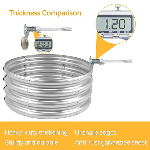 Galvanized Garden Bed Kit For Vegetables Herbs And Flowers Raised Planter Box Outdoor 2x2x1 Feet Durable Rust Resistant Steel With Easy Assembly And Pro Grade Quality For A Backyard Green Thumb Ready Setup thickness comparison chart