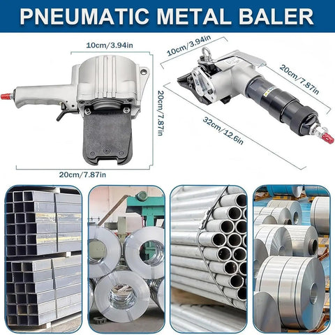 Pro Grade Pneumatic Steel Strapping Machine With Split Tensioner Sealer 19Mm Metal Banding Tool Air Powered in use with metal materials.