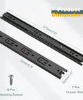 Beefy Heavy Duty 15 Inch By 1.5 Inch Steel Drawer Slides Full Extension Ball Bearing Side Mount Rails with screws shown