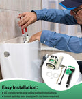 Installation of 3 Inch Flush Valve Repair Kit for most one-piece toilets with adjustable G1/2 fill valve and flush handle lever