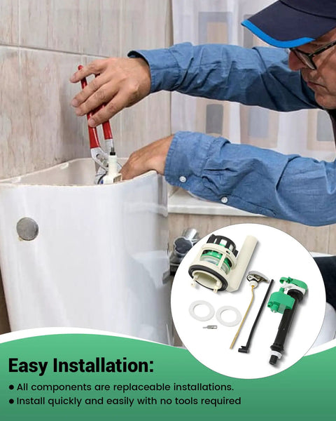 Installation of 3 Inch Flush Valve Repair Kit for most one-piece toilets with adjustable G1/2 fill valve and flush handle lever