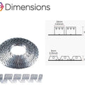 Sturdy 32 Foot Flexible Metal Upholstery Tack Strip For Sofa And Chair Fabric Securing With Curved Edge Grip showcased with dimensions.