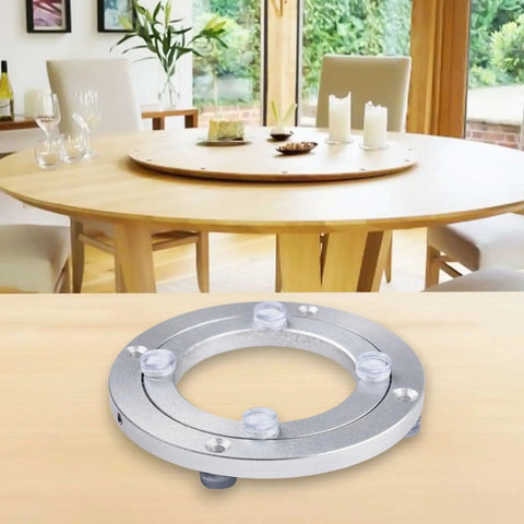 Rotating Bearing Turntable Base 5 Inch Aluminum Alloy Lazy Susan Hardware For DIY Kitchen Dining Table Cake Decorating Silver