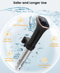 Pro Grade Sous Vide Cooker Immersion Circulator With Recipes, IPX7 Waterproof And Ultra Quiet 1100W, Fast Heating, Precise Temperature 0.1 Degree Celsius And 99.59 Hour Timer, Compact Stainless Steel Design For Effortless Chef Level Results; 304 steel, waterproof