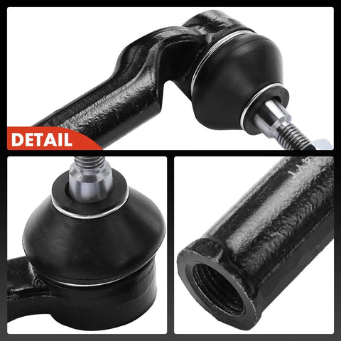 Front Outer Tie Rod End Replacement For Ford Escape 2013-2019, Focus 2012-2018, Transit Connect 2014-2018, C-Max 2013-2018, And Lincoln MKC 2015-2019 - Fixes Uneven Tire Wear And Improves Steering Control. Black steel tie rod end detail with threaded stud and rubber boot