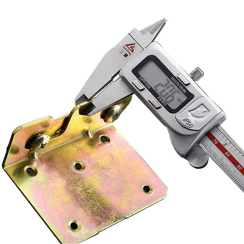 Rock Solid Heavy Duty Bed Rail Connectors For Wood Frames Non Mortise Headboard And Footboard Hardware Kit With Screws measuring with caliper