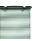 Heavy Duty Electric Roll Up Door 102 By 102 Inches Galvanized Steel Garage Barn Shutter in closed position.