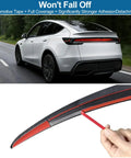 Sleek Rear Trunk Spoiler Tail Wing For Tesla Model Y Juniper 2025 2026 showcasing installation with 3M tape on aerodynamic design.