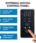 External digital control panel for Built Tough 17 Cubic Foot Upright Convertible Fridge And Freezer With Auto Defrost.
