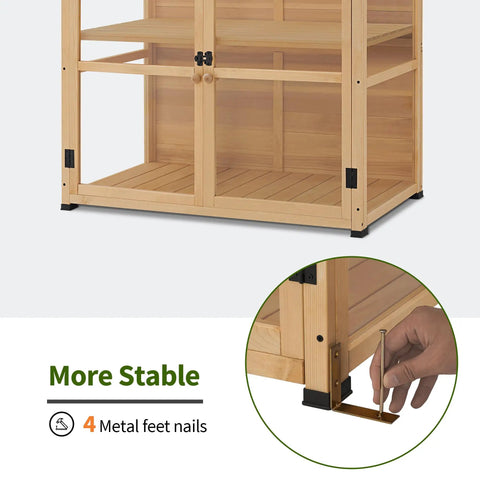 Wooden Cold Frame Greenhouse Cabinet Kit With Adjustable Shelf And Lockable Door For Backyard Garden Pros And DIYers, Fully Transparent Polycarbonate Panels For Outdoor And Indoor Use, Boost Seed Germination
